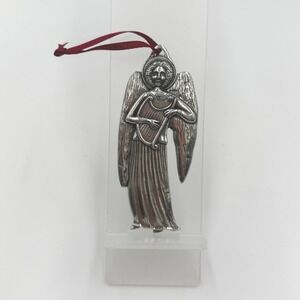 VINTAGE DANFORTH PEWTER ANGEL Ornament Angel Playing The Harp Christmas Decor